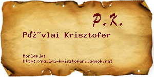 Pávlai Krisztofer névjegykártya